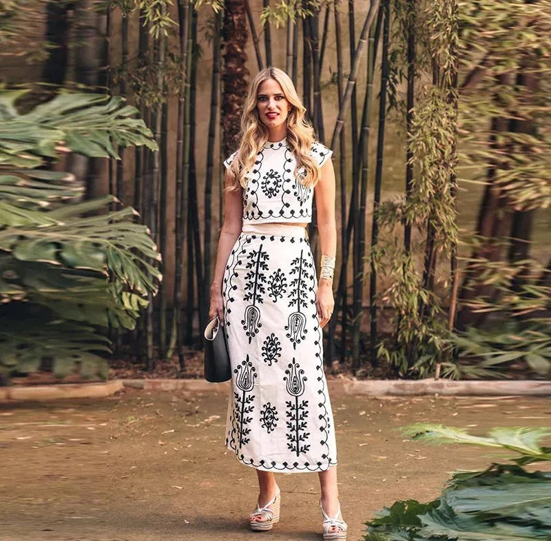 Cynthia | Stylish Printed Top and Skirt Set