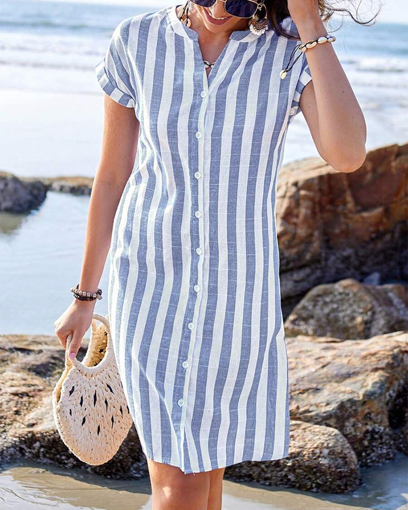 Veriana | Casual Striped Shirt Dress