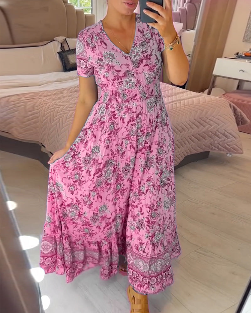 Colette | Flowy Floral V-Neck Dress