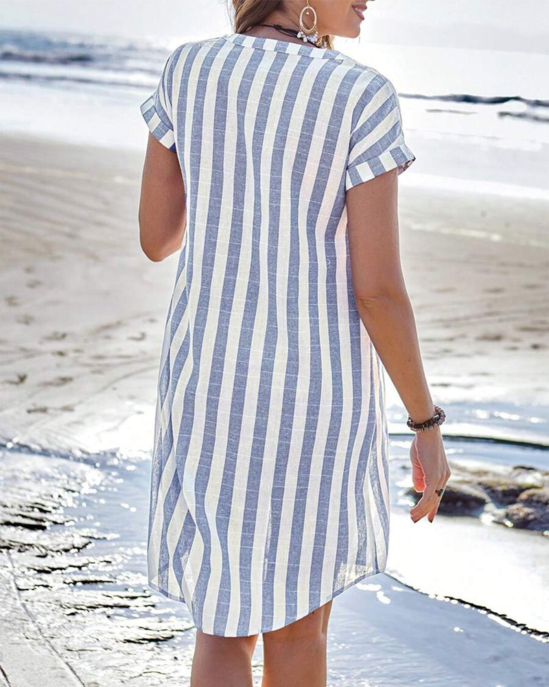 Veriana | Casual Striped Shirt Dress