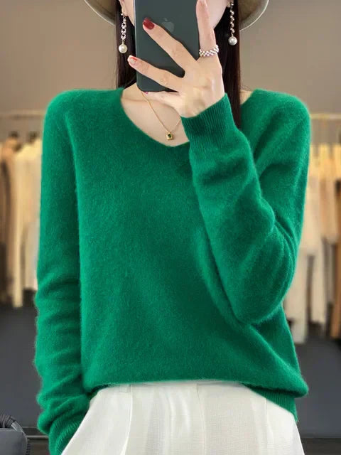 Elysa | Soft Fuzzy V-Neck Sweater