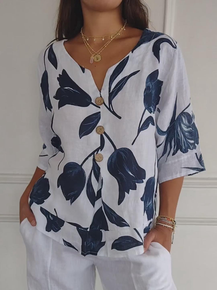 Laralyn | Floral V-Neck Blouse