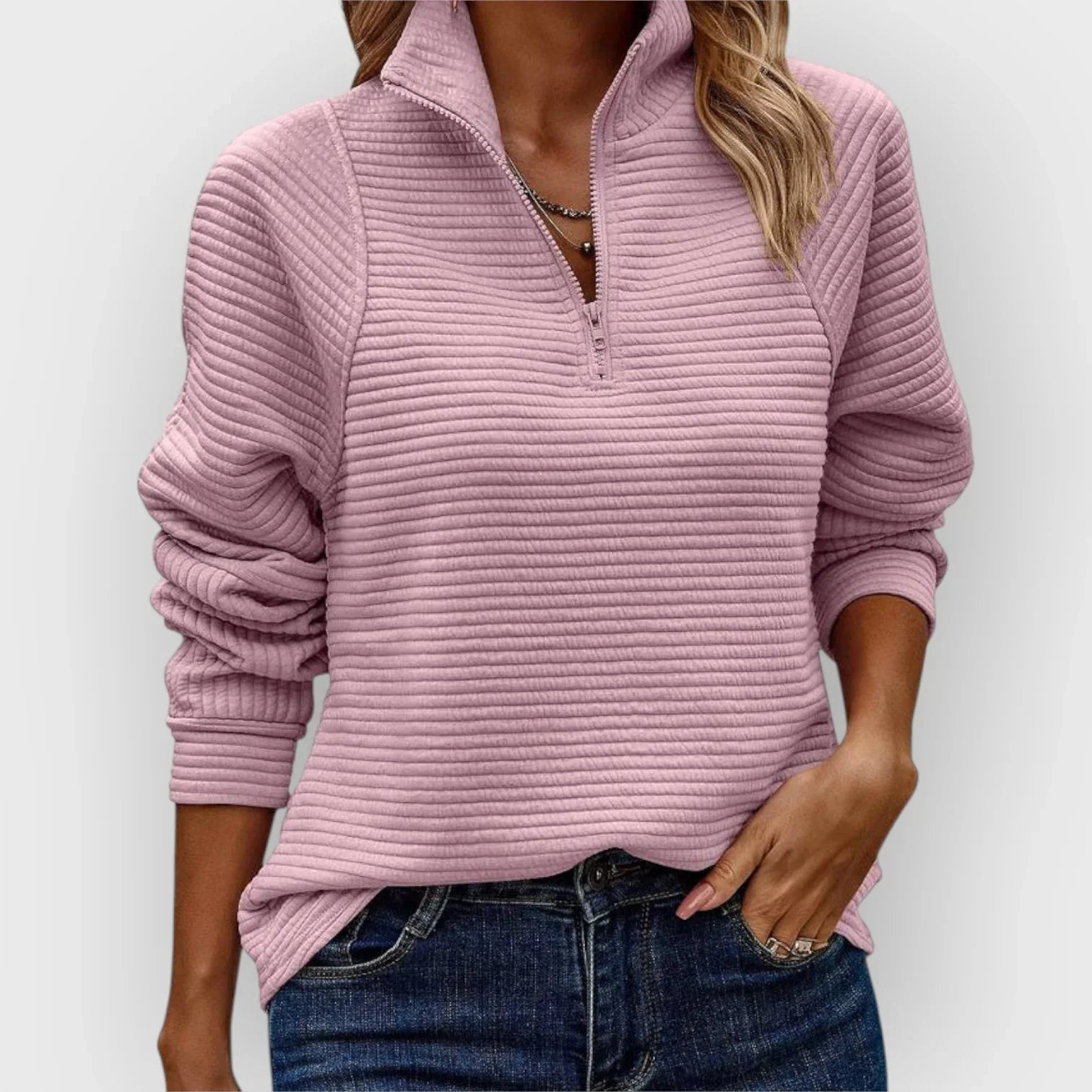 Ophelia | Sleek Stand Collar Half-Zip Pullover