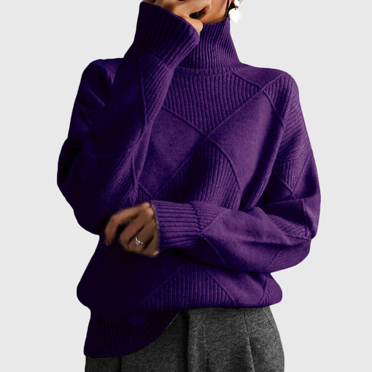 Verona | Geometric Turtleneck Sweater