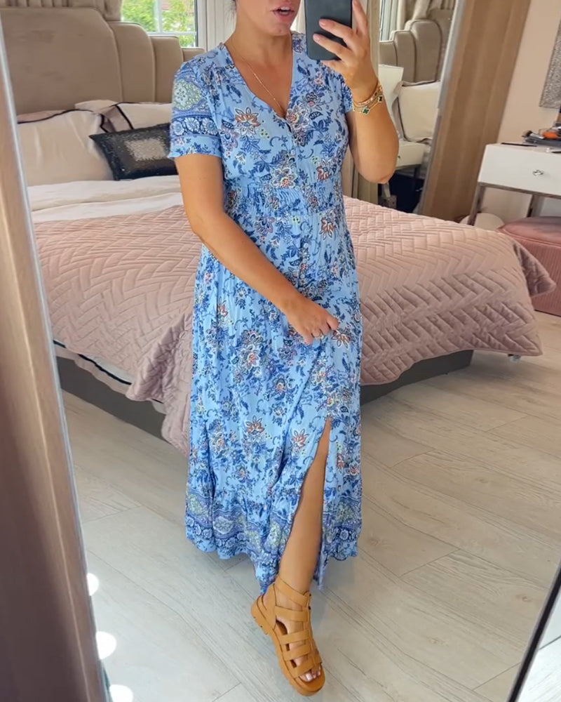 Colette | Flowy Floral V-Neck Dress