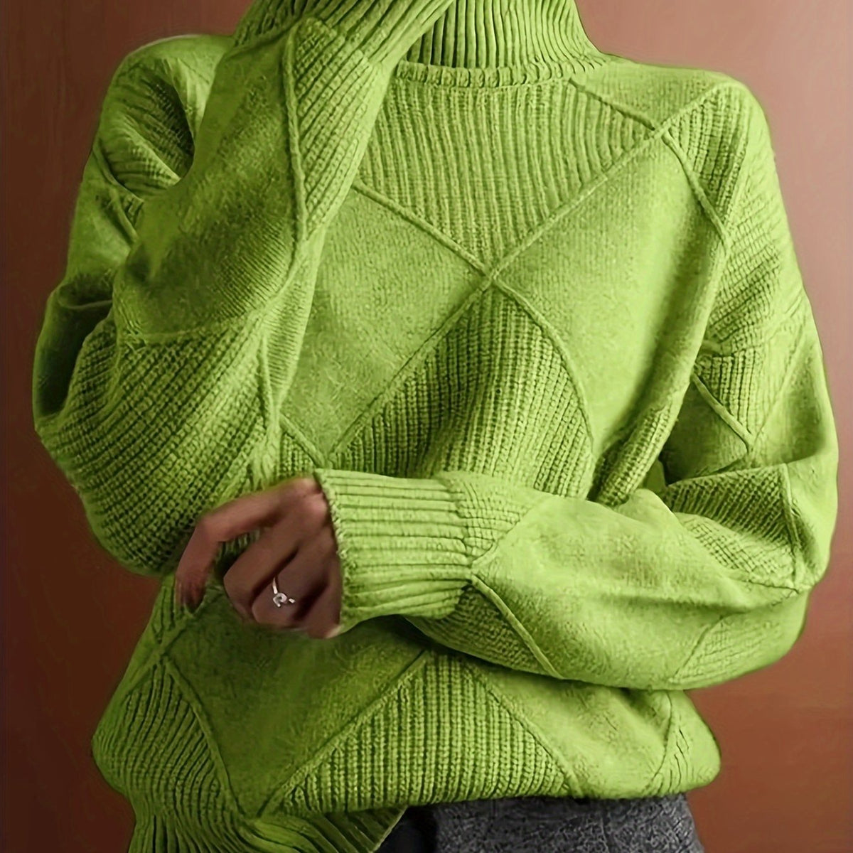 Amalia | Diamond Knit Turtleneck Sweater