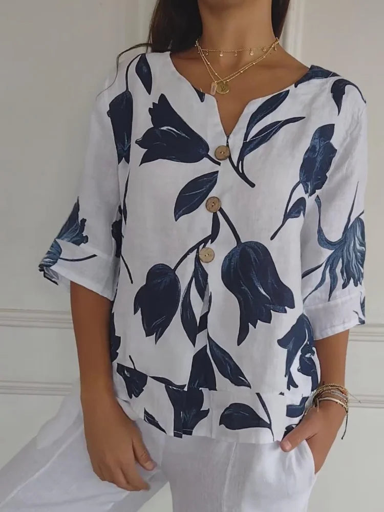 Laralyn | Floral V-Neck Blouse