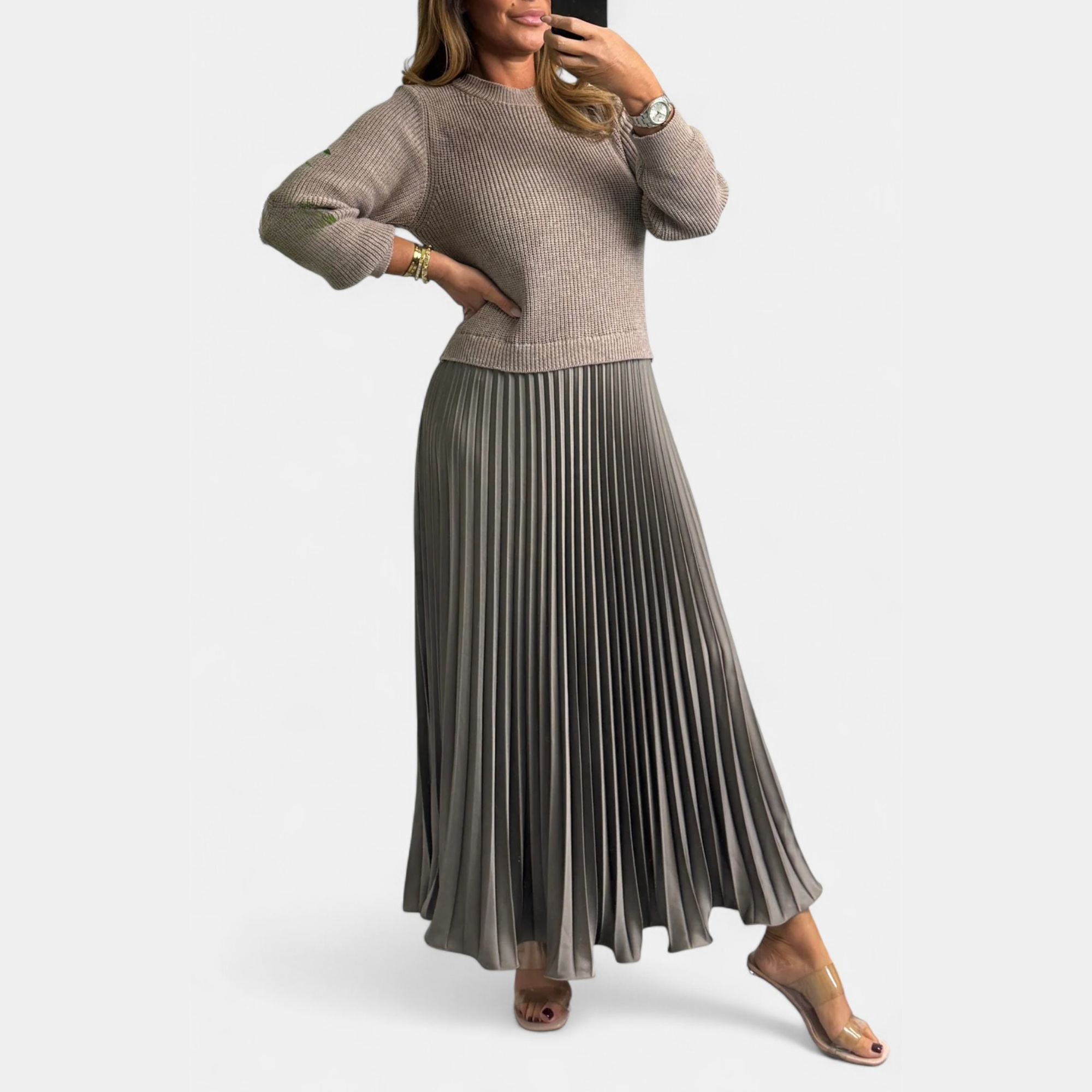Claudine | Chic Pleated Maxi Set