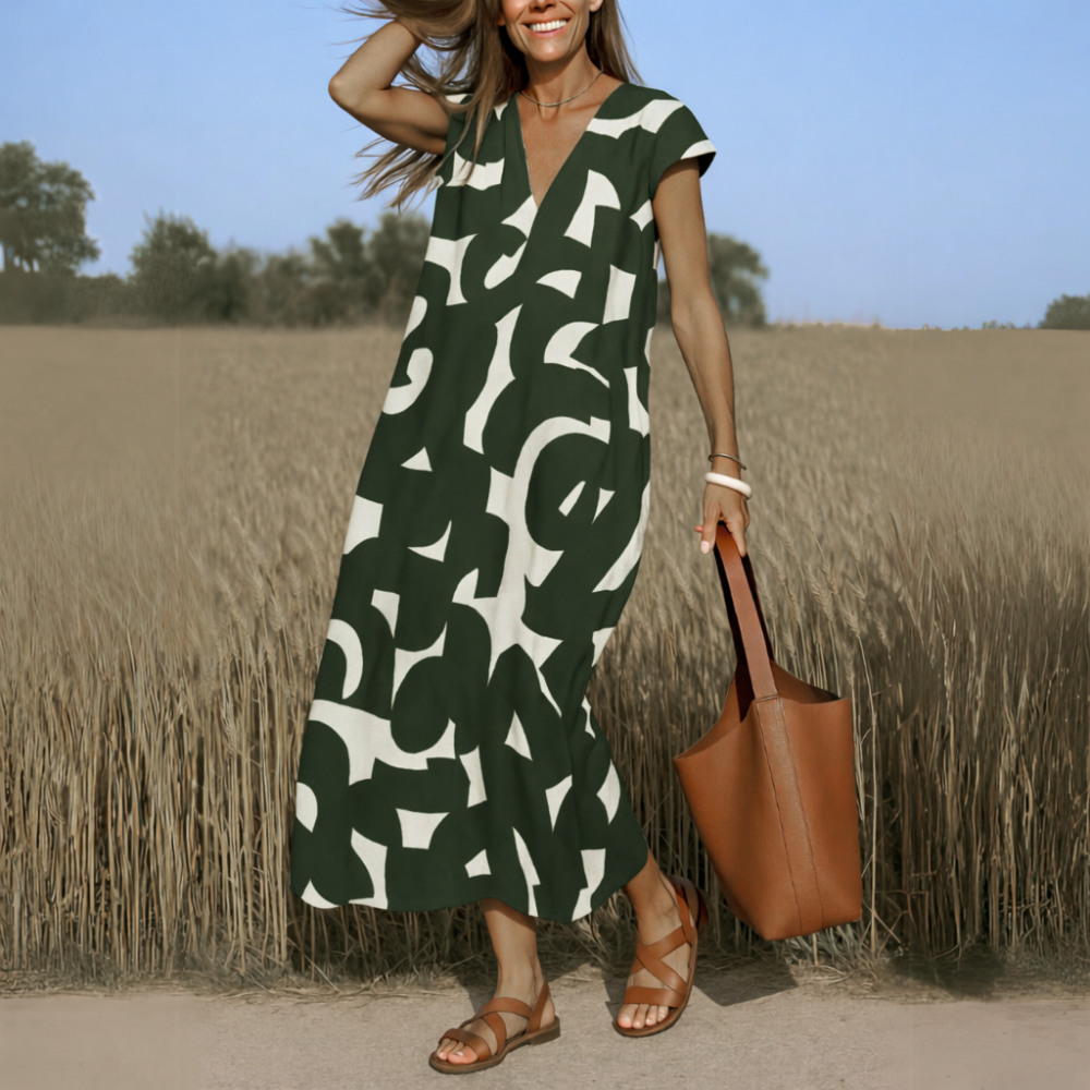 Veronica | Flowy Print V-Neck Dress